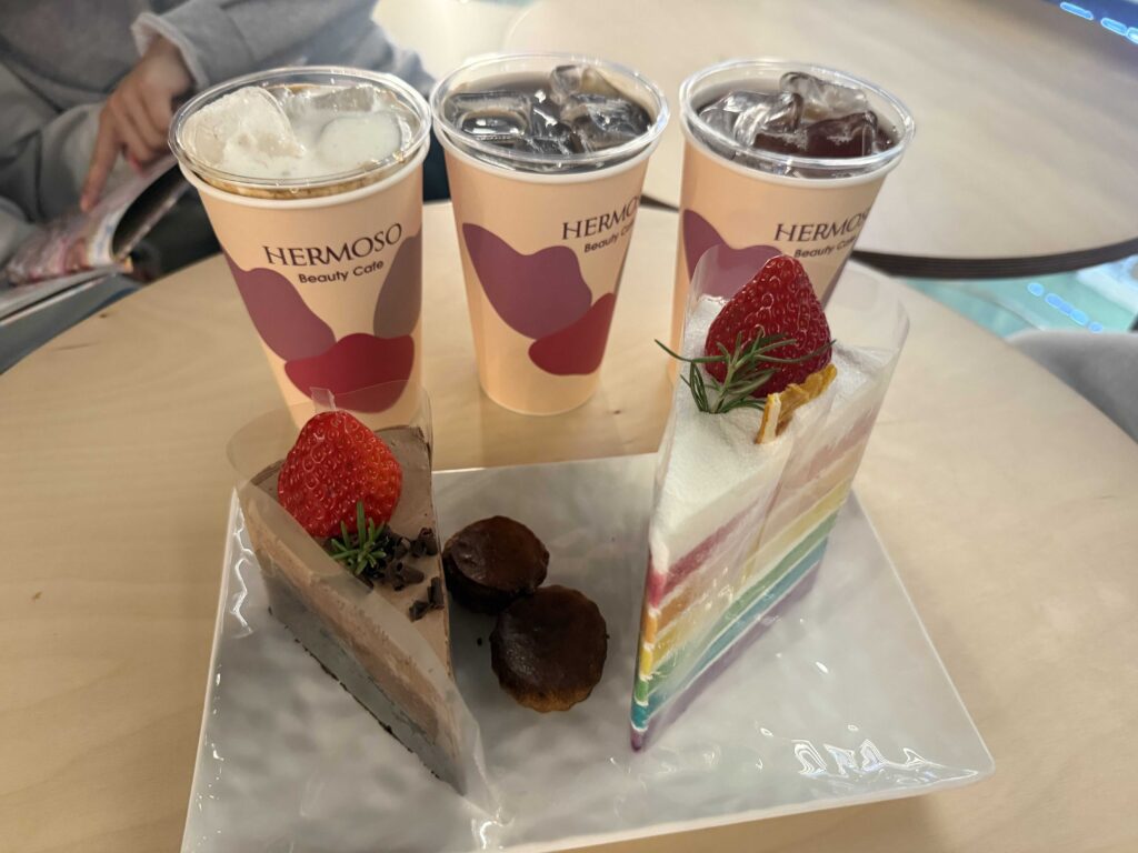 Matilda Chocolat Cake and Rainbow Cake served on elegant plates