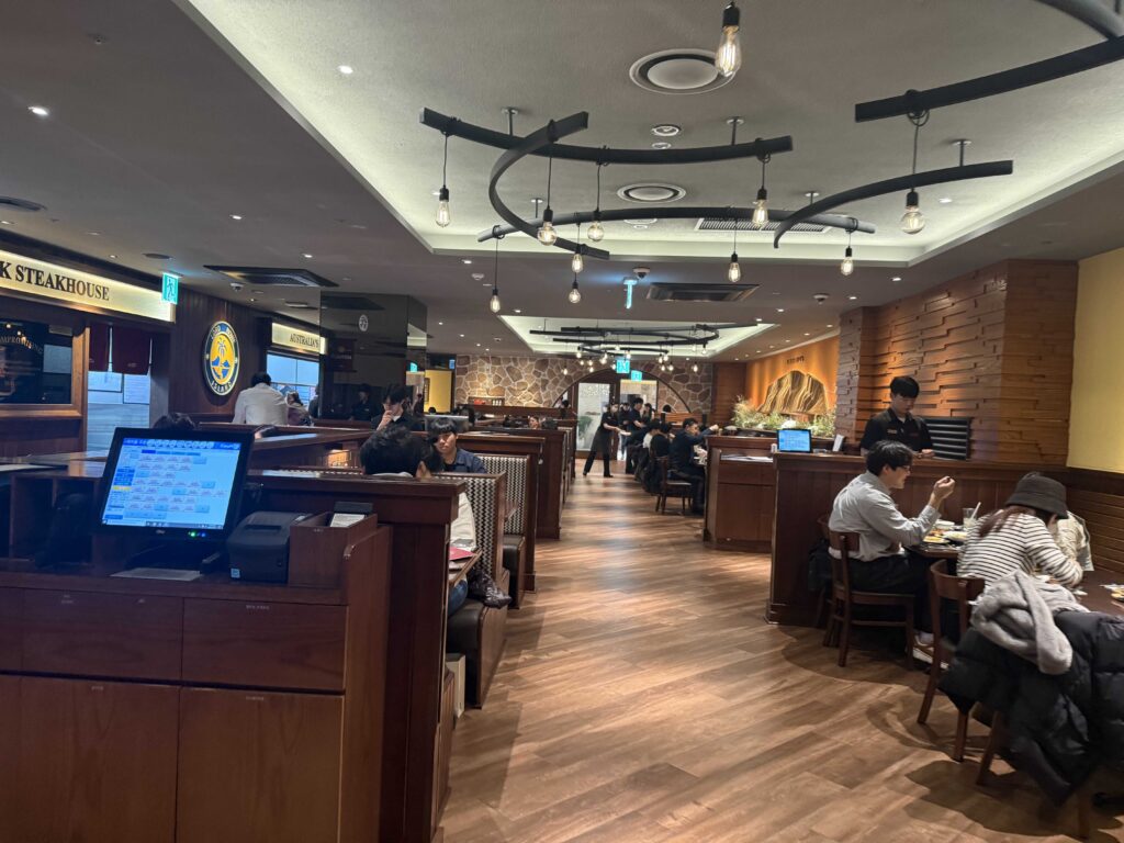 Lotte World theme park view from Outback Steakhouse Jamsil window