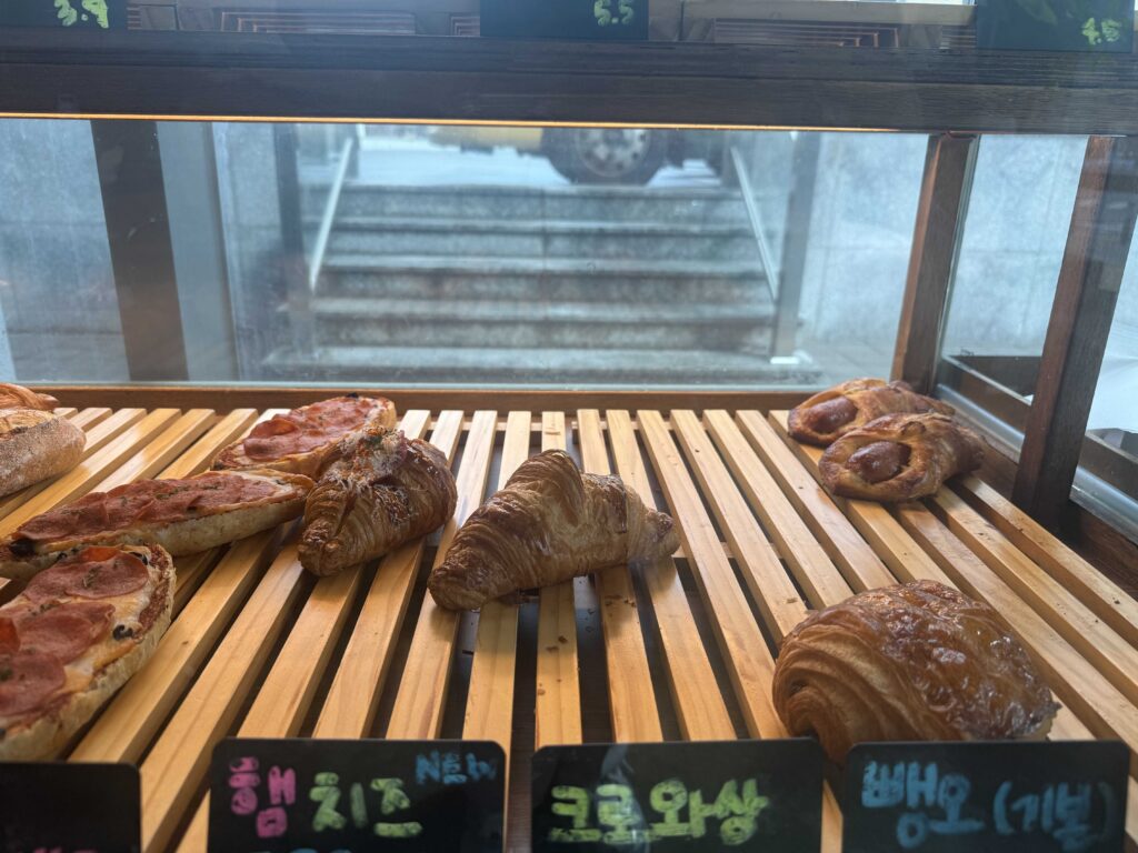 Croissants ham cheese bread and pain au chocolat