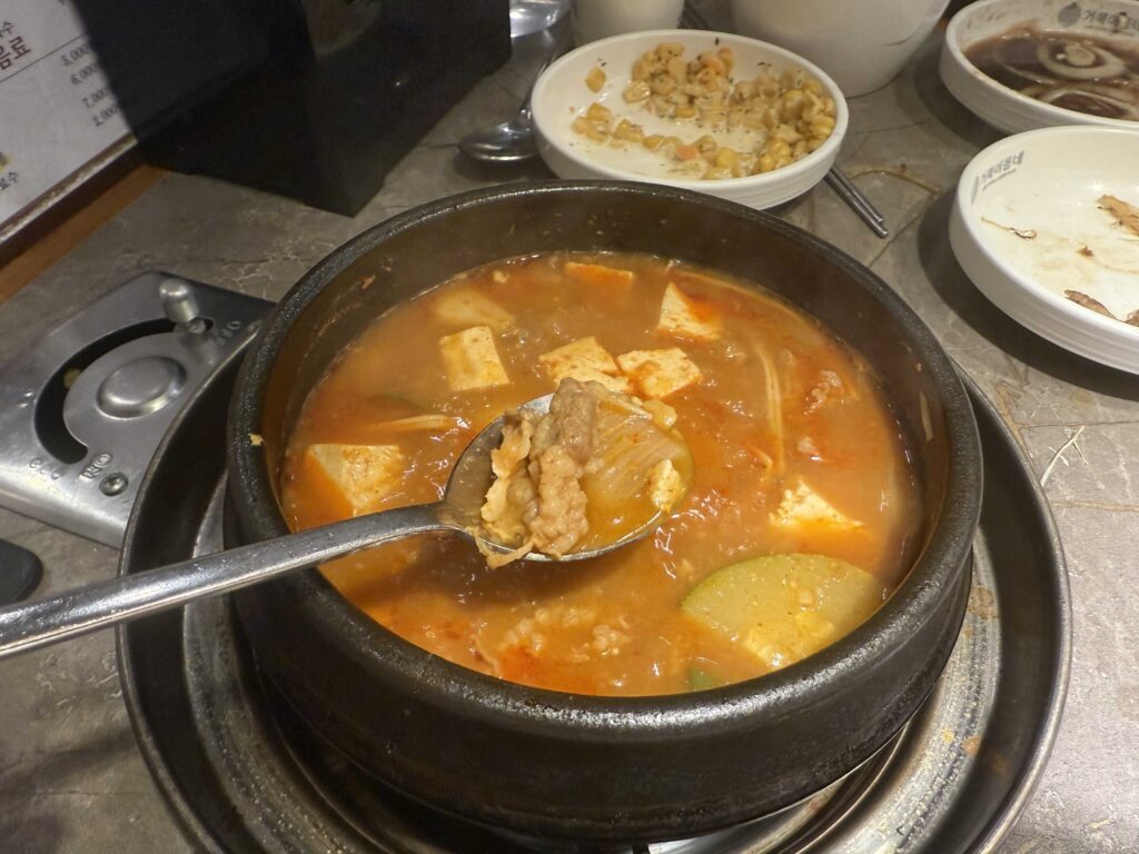 Doenjang jjigae in stone pot at Geobugi Dongnae Hanam Korean BBQ