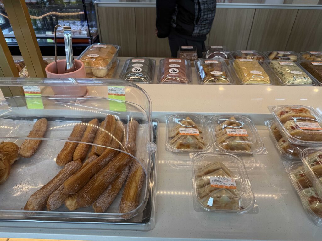 Various bread trays at Ganghyeon Bakery Cafe Wonju