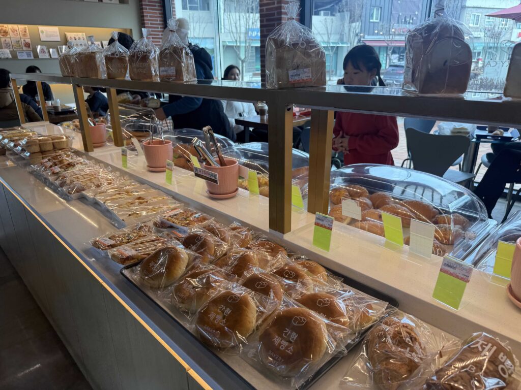 Interior seating area at Ganghyeon Bakery Cafe Wonju