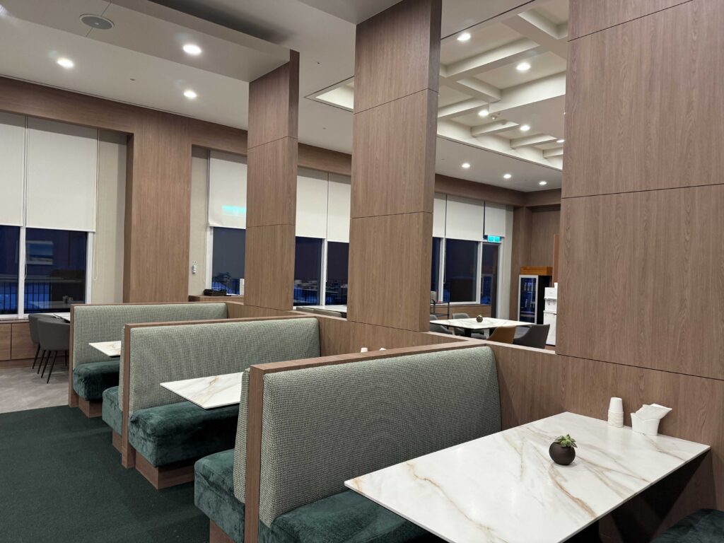 Oak Valley Resort breakfast restaurant interior dining hall morning light