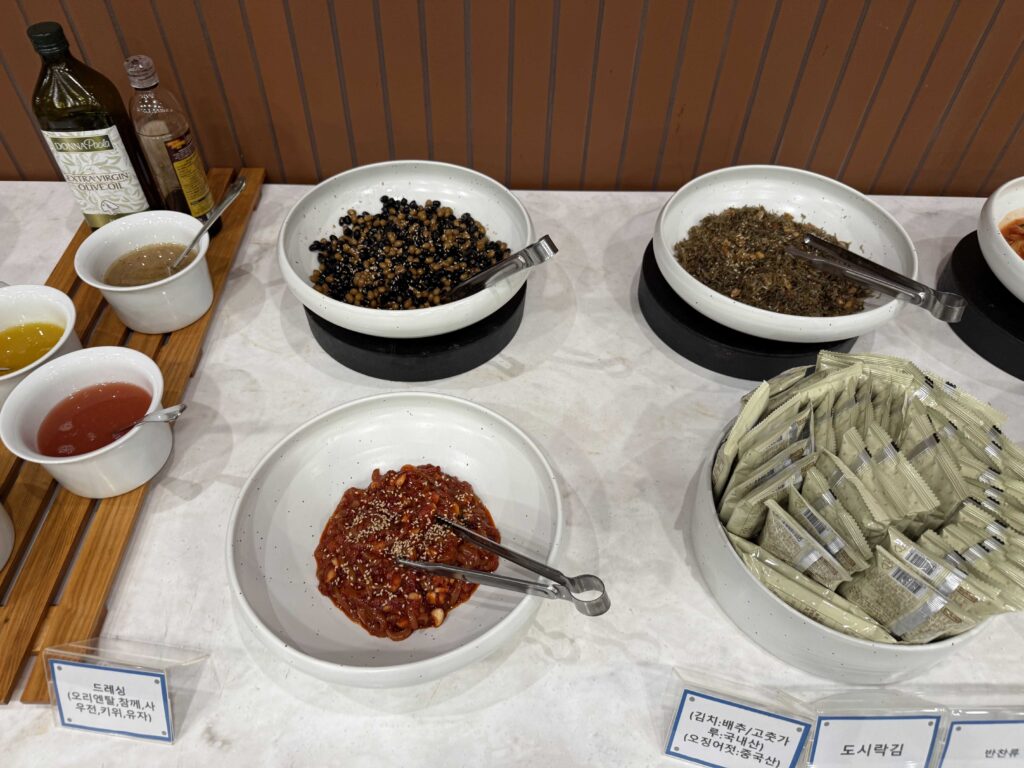 Additional Korean side dishes and condiments at Oak Valley Resort breakfast