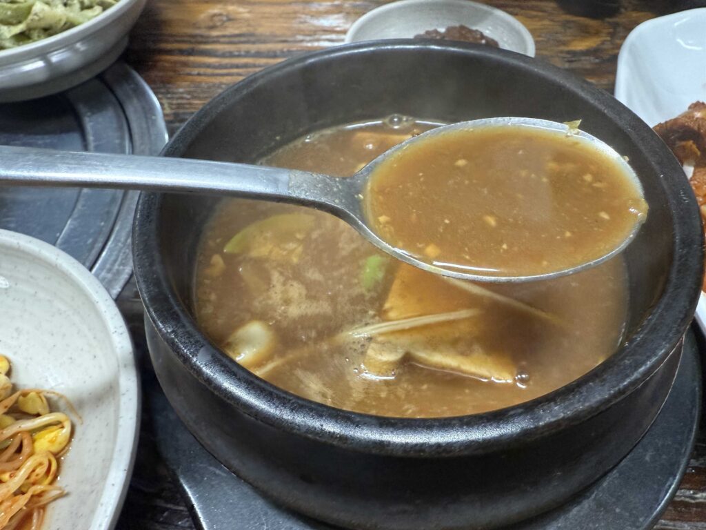 Korean doenjang jjigae fermented soybean stew at Deulkkot Garden restaurant Wonju