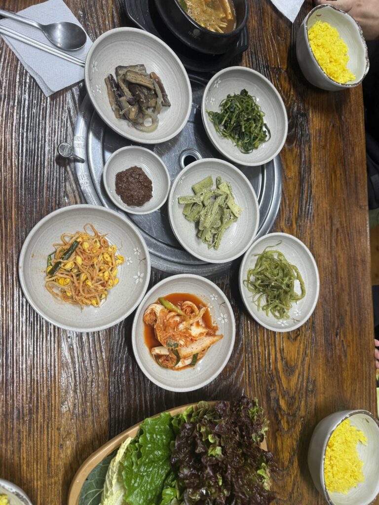 Korean bone broth gomtang soup with mushrooms at Deulkkot Garden Wonju