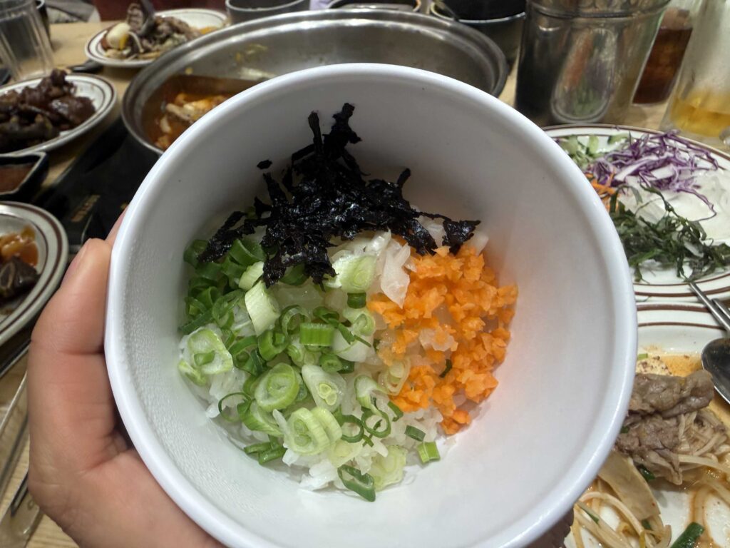 DIY bibimbap rice bowl at Shabeu 20 Seoul shabu-shabu buffet Gangdong
