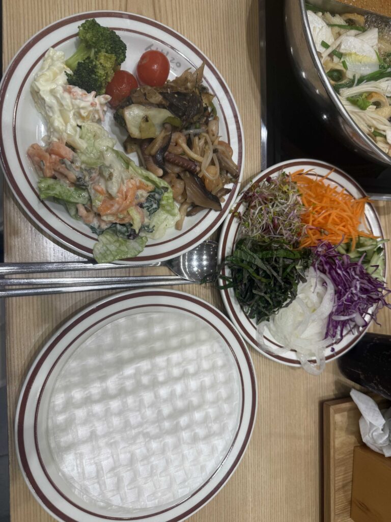 Salad plates and vegetable dishes at Shabeu 20 Seoul buffet