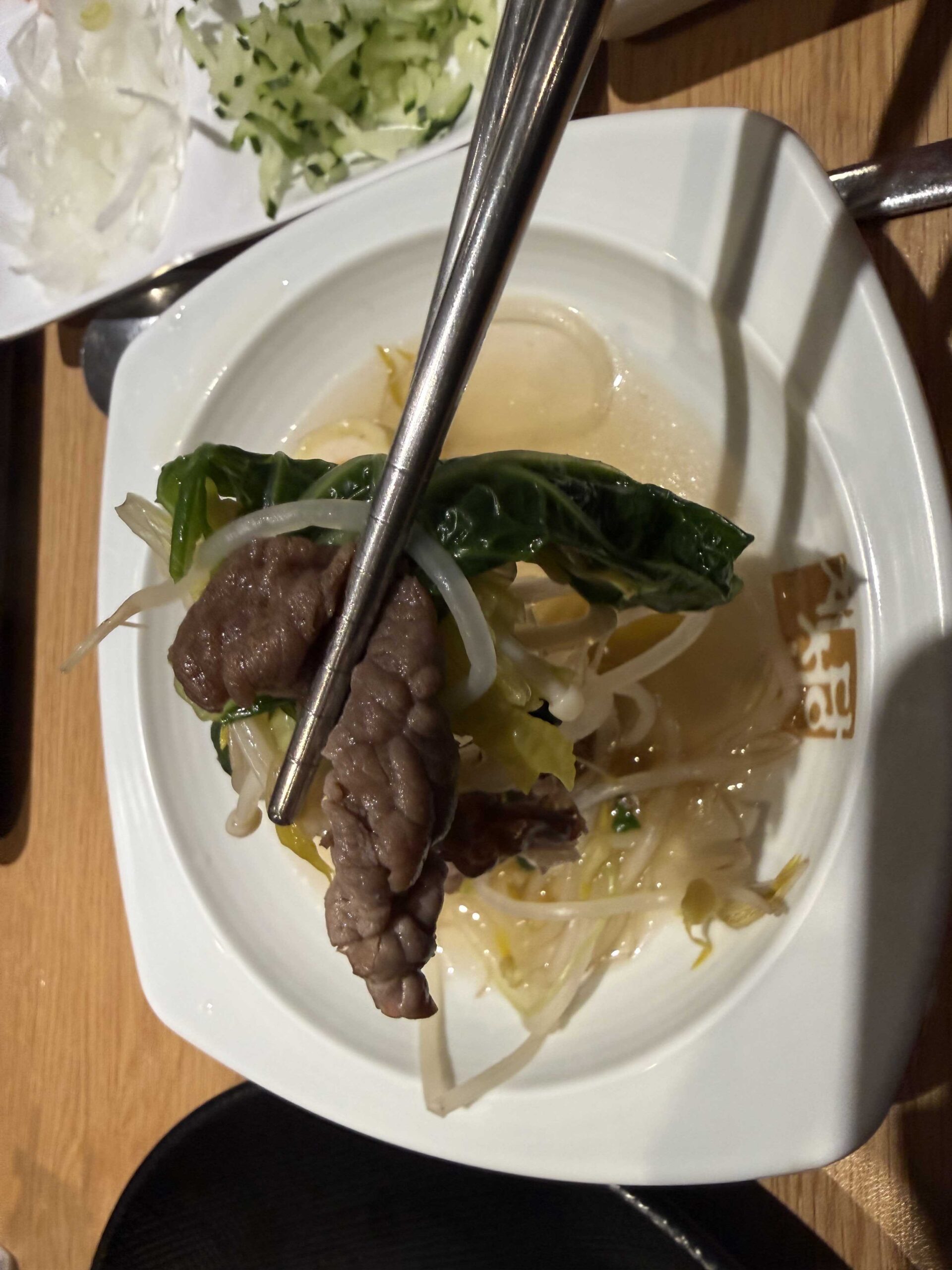 Cooked beef and vegetables at Chaesundang Hanam Misa