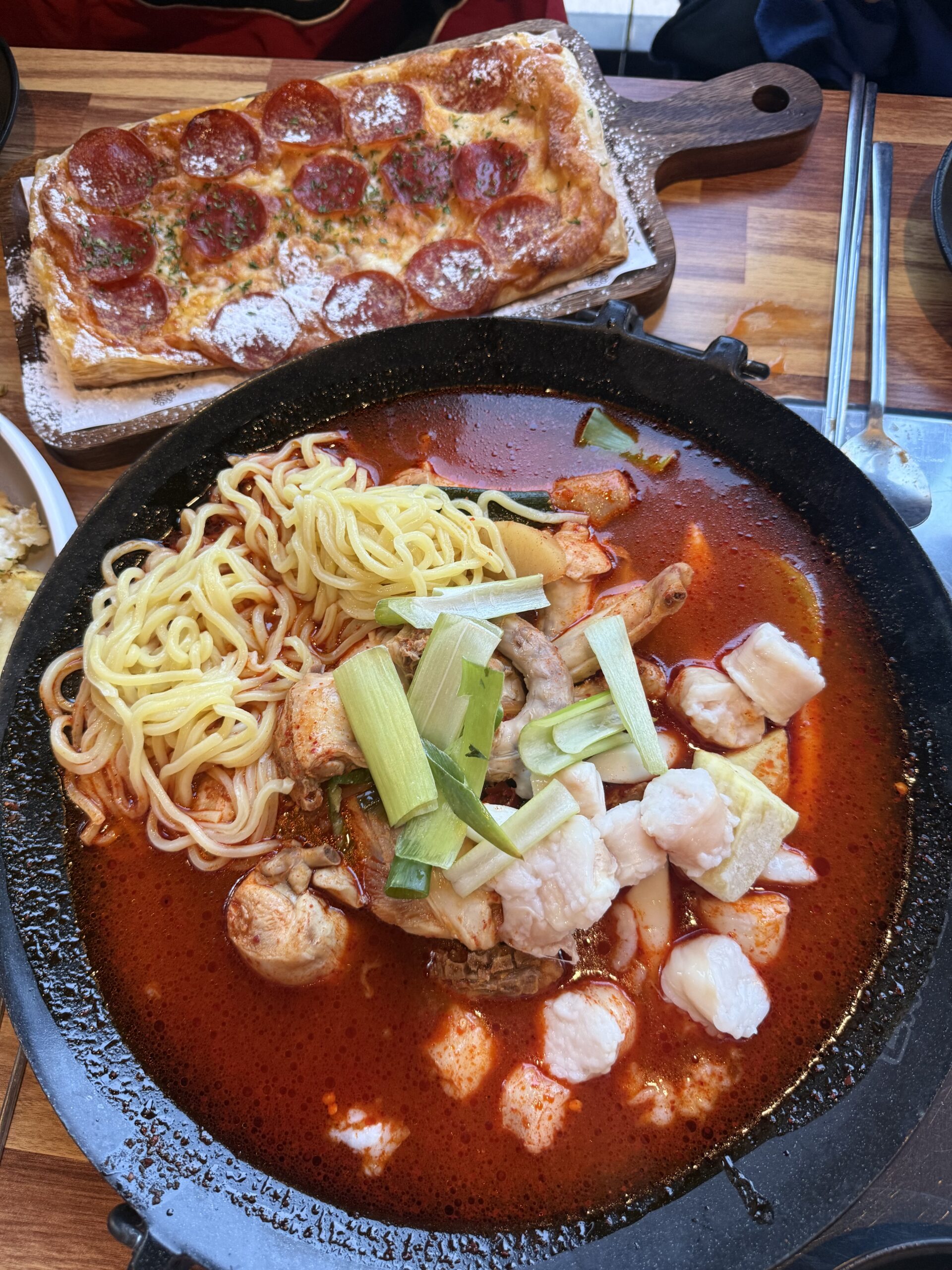 Jjage-chi cheese-stretch lift at Pocha Cheonguk Hanam Korean kids menu