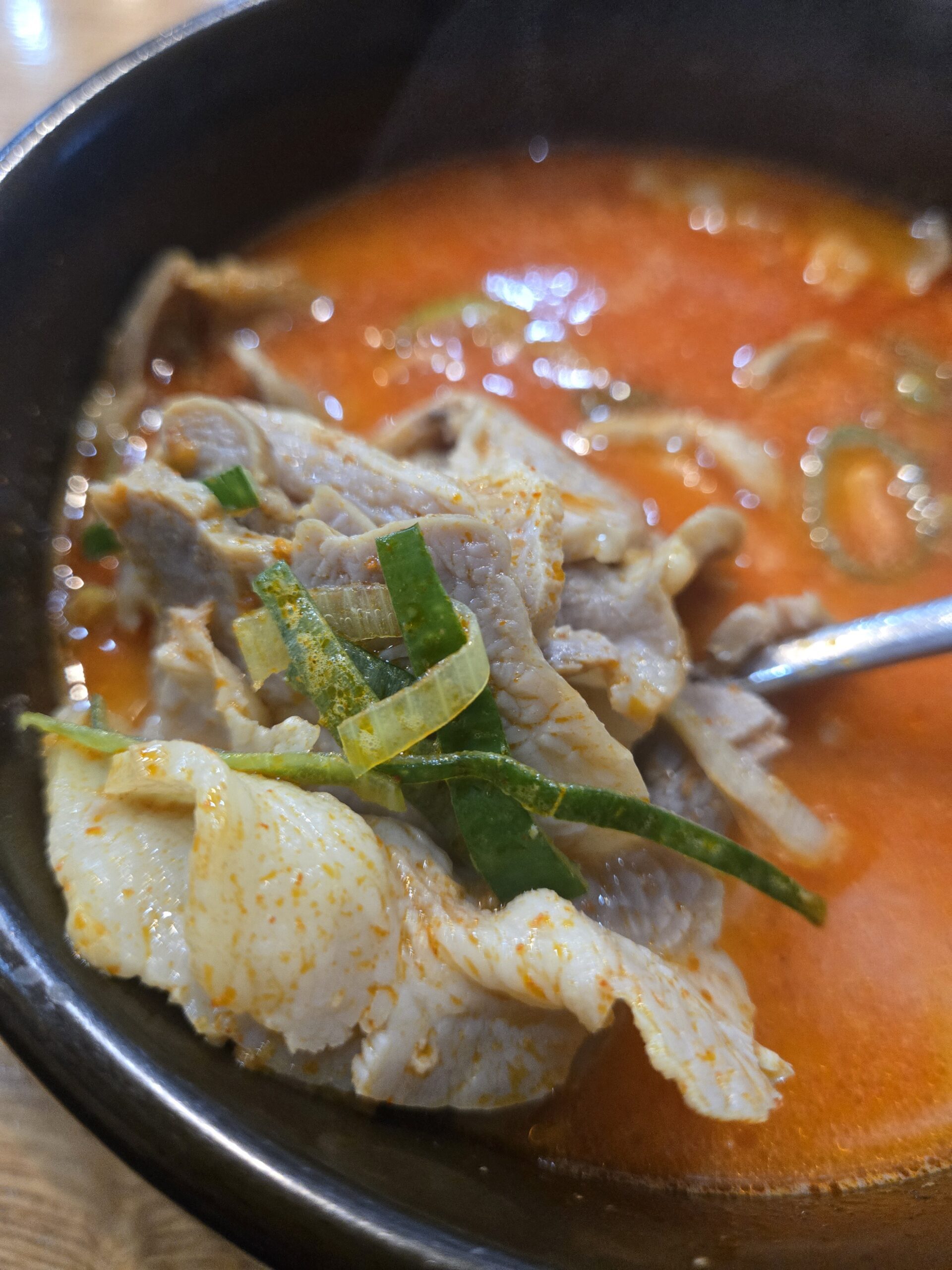 Budae gukbap special with ramen noodles spam and sausage at Dammion Seongsu