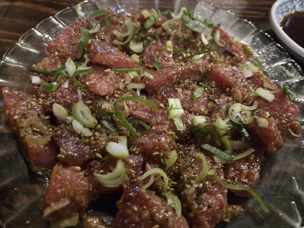 Tunatori Konkuk maguro yukhoe Korean tuna tartare close-up