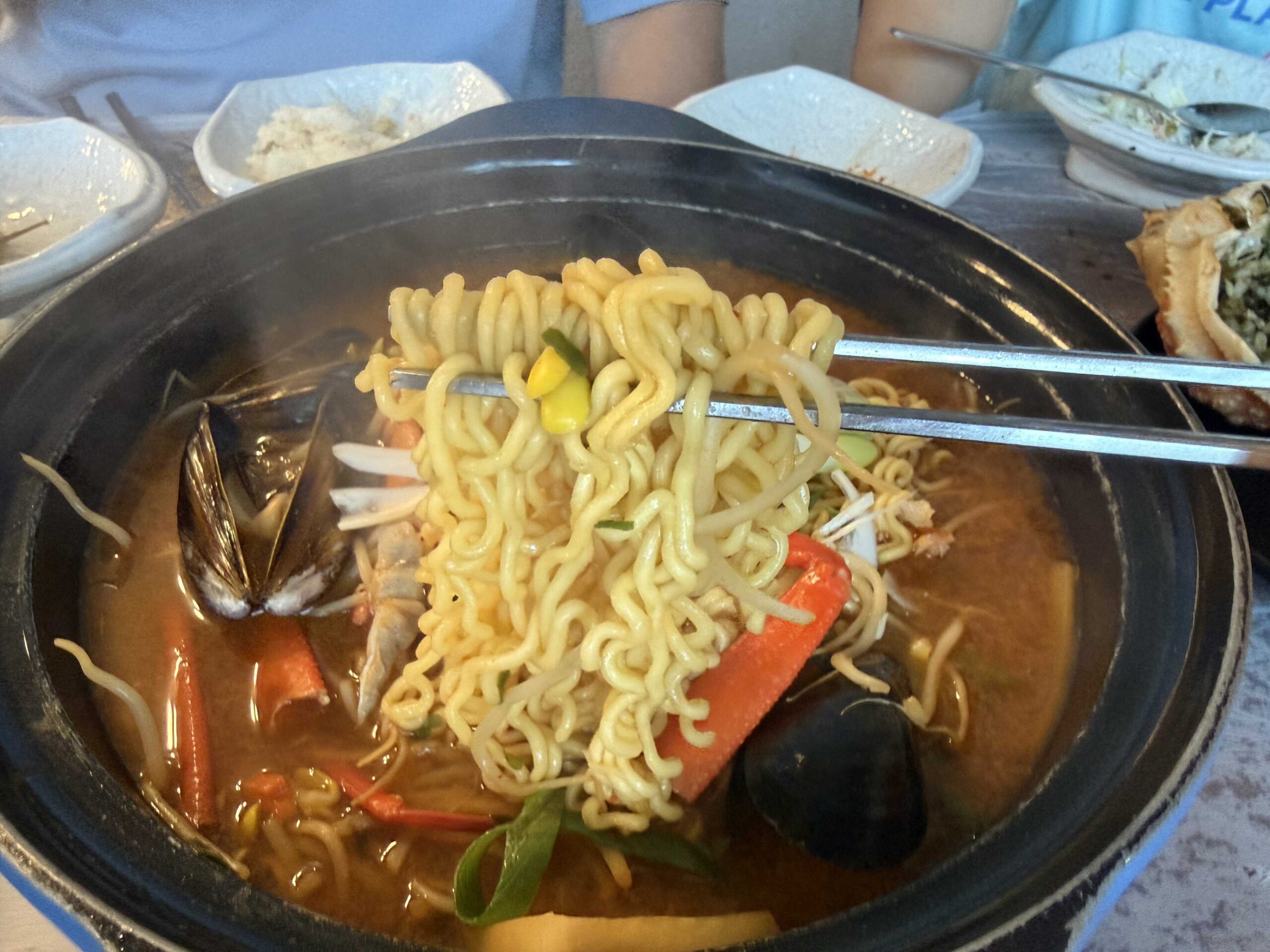 Spicy crab ramen served with the Samcheok snow crab set at Boss Daege