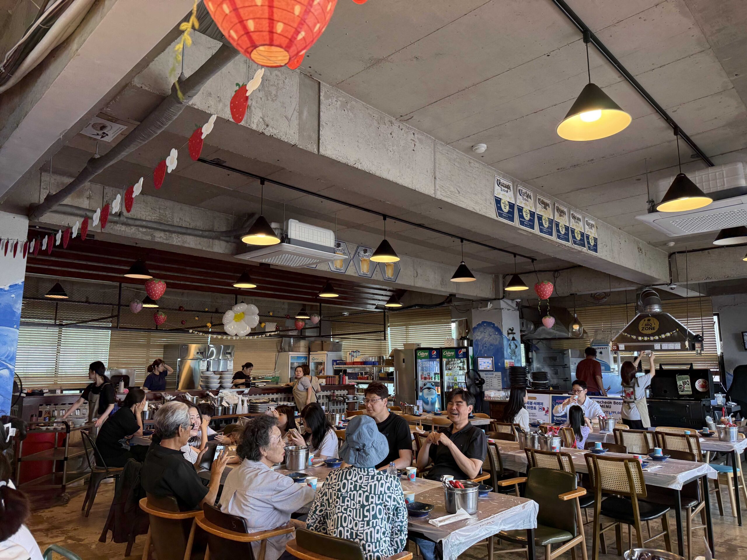 Bright casual interior of Boss Daege Samcheok snow crab restaurant