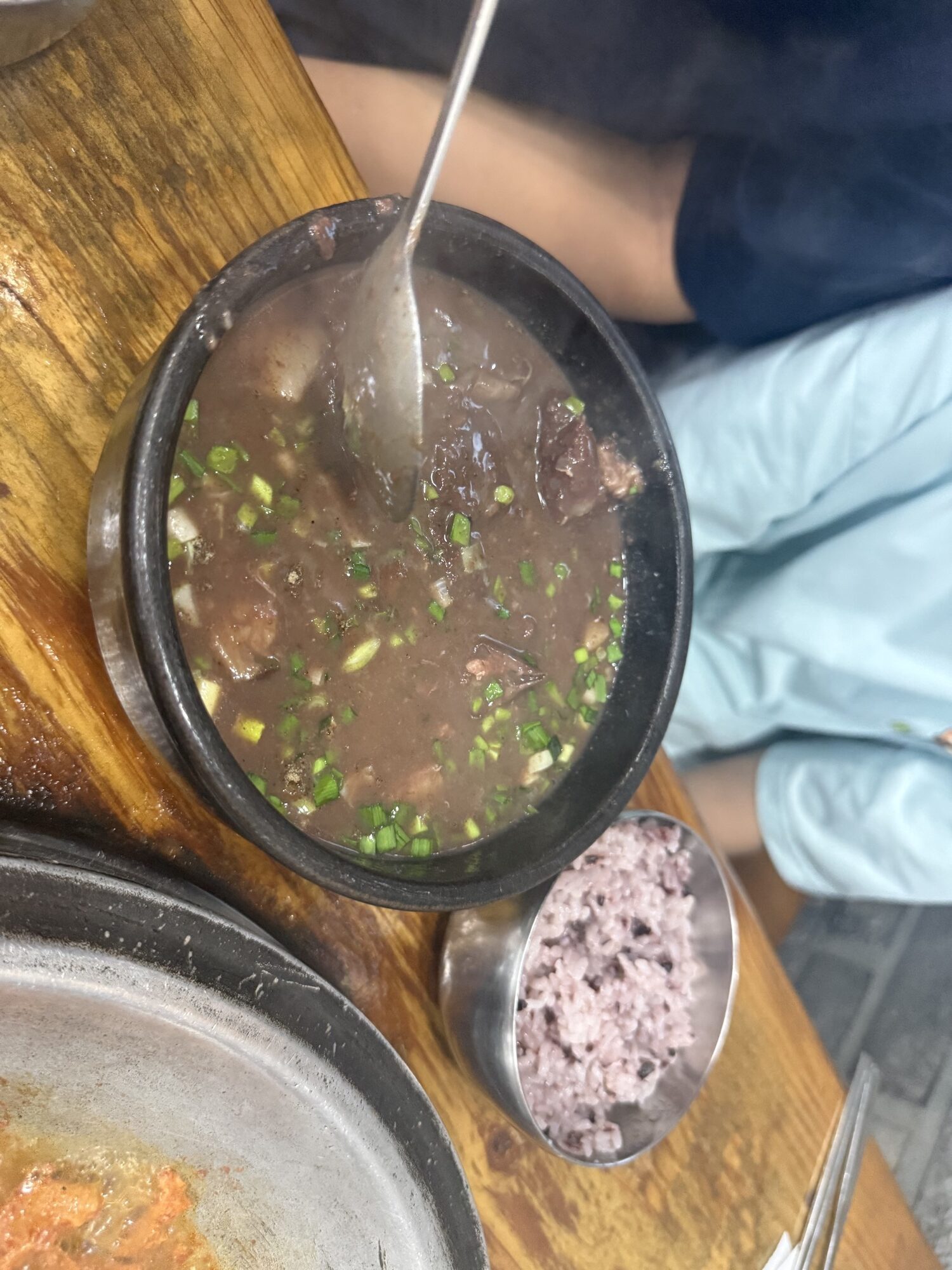 Pi-sundae blood sausage soup with purple rice at Gaseureum Sikdang