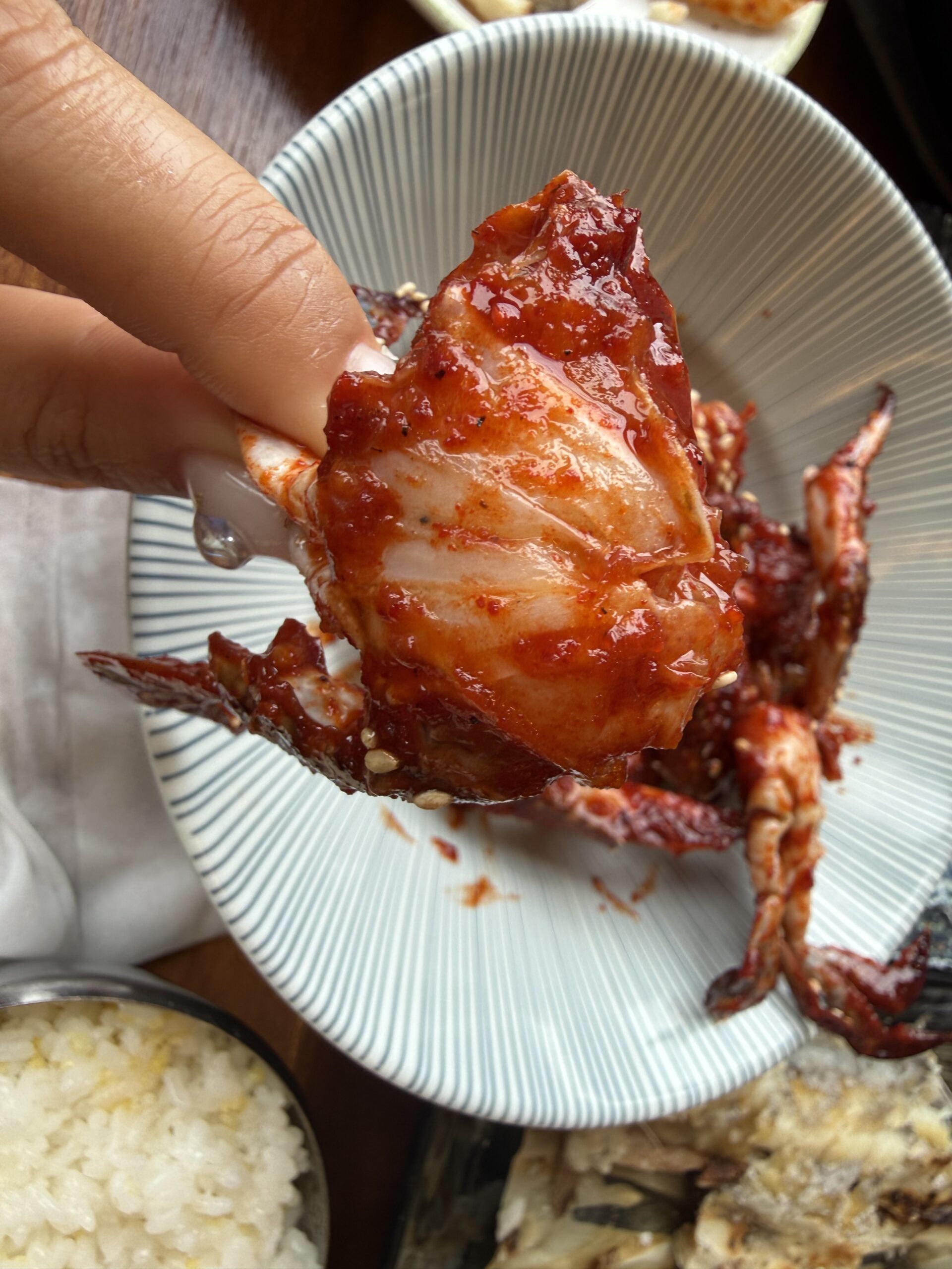 Sweet and spicy glazed seafood at Jeju Gwanghae Aewol