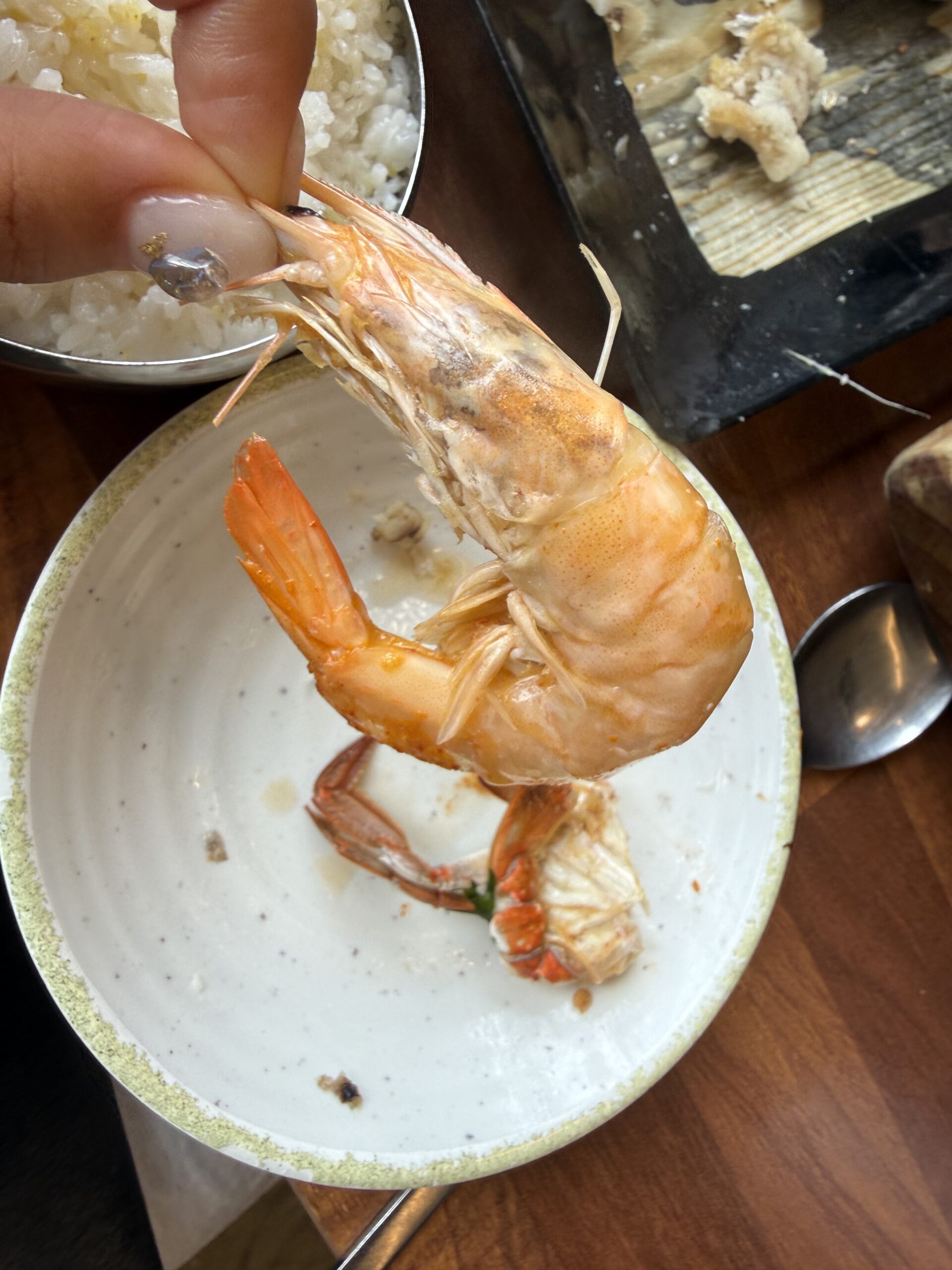 Large grilled prawn in the seafood combo at Jeju Gwanghae Aewol