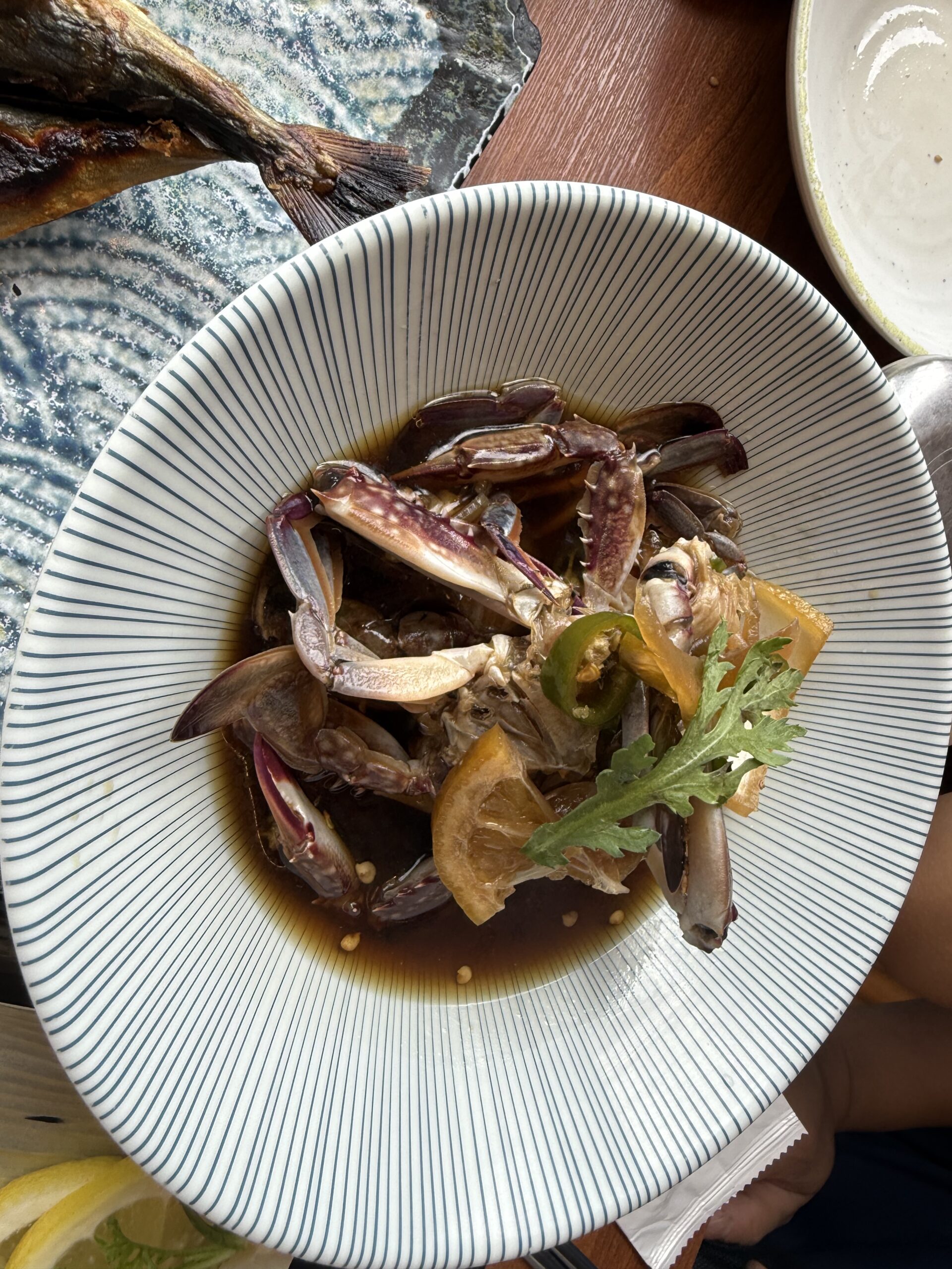 Soy-marinated blue crab side at Jeju Gwanghae Aewol