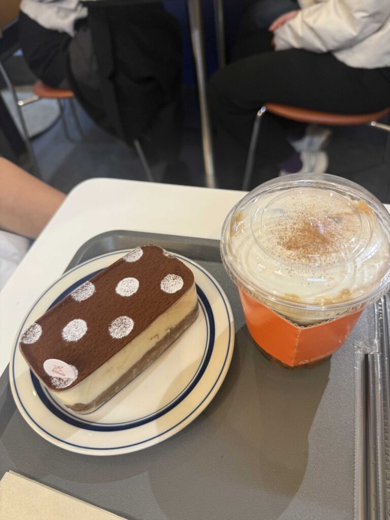 The tiramisu with our cream-topped iced coffee